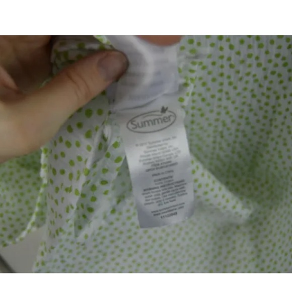Swaddle Me Green Polka Dot Baby Blanket Muslin Cotton White Summer Infant - Picture 3 of 5